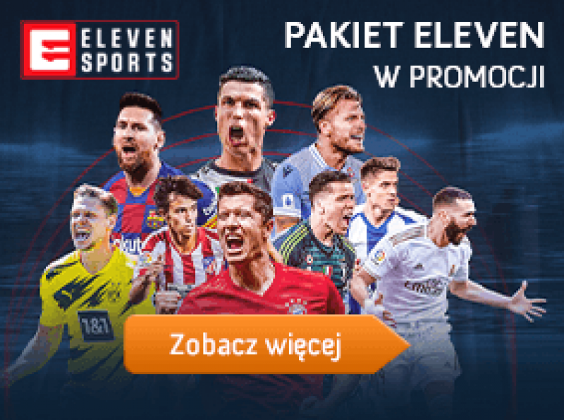 Reklama przedstawia piłkarzy - pakiet Eleven w promocji